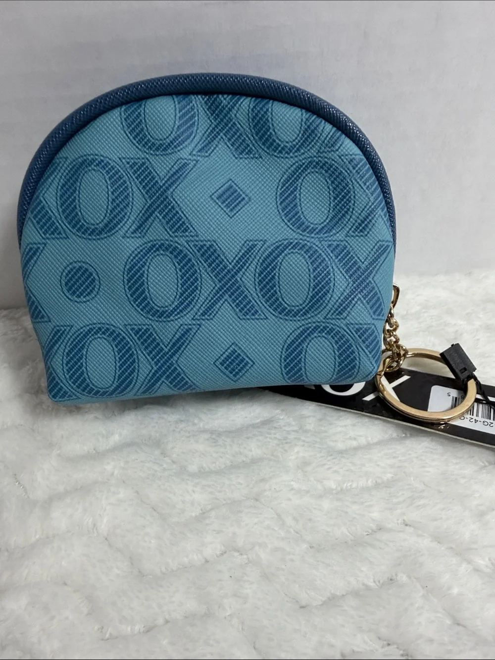 XOXO Two-Tone Blue Logo Coin Pouch with Keyring